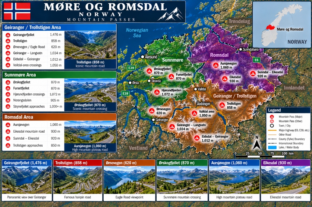 Møre og Romsdal Norway Mountain Passes Atlas Map